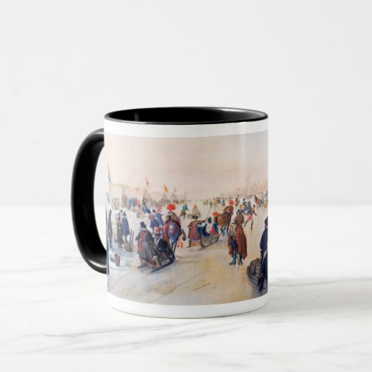 氷のスケートで滑るシーン。ファインアートクリスマスプレゼント マグカップ (正面左)