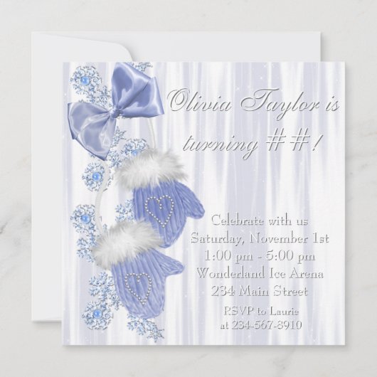 氷のスケートで滑るバースデーパーティ招待状 招待状 (裏面)