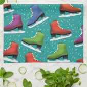 氷のスケートで滑るパターン キッチンタオル (折り畳み)