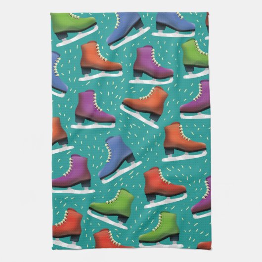 氷のスケートで滑るパターン キッチンタオル (縦)