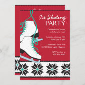 氷のスケートで滑るパーティの招待状 招待状 (正面/裏面)