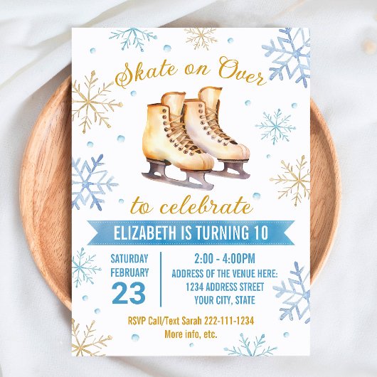 氷のスケートで滑る誕生日の招待 招待状