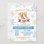 氷のスケートで滑る誕生日の招待 招待状 (正面)