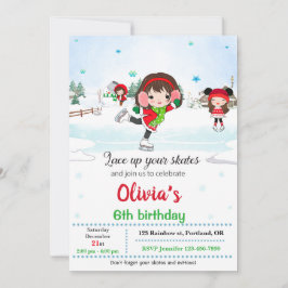 氷のスケートで滑る誕生日の招待Winterの招待 招待状