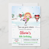 氷のスケートで滑る誕生日の招待Winterの招待 招待状 (正面)
