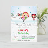 氷のスケートで滑る誕生日の招待Winterの招待 招待状 (スタンド正面)