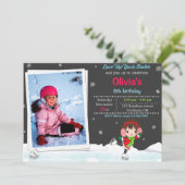 氷のスケートで滑る誕生日の招待Winterの招待 招待状 (スタンド正面)