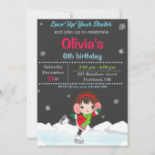 氷のスケートで滑る誕生日の招待Winterの招待 招待状 (正面)