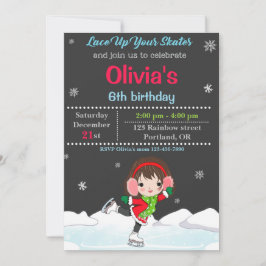 氷のスケートで滑る誕生日の招待Winterの招待 招待状