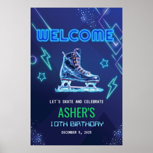 氷のスケートで滑る誕生日*ウェルカムサインのみ* ポスター (正面)