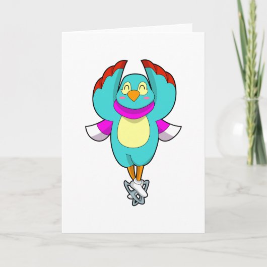 氷のスケート場でスケートを履く鳥.PNG カード (正面)