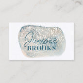 氷のティール（緑がかった色）ソーシャルメディアグリッター水色 名刺 (正面)