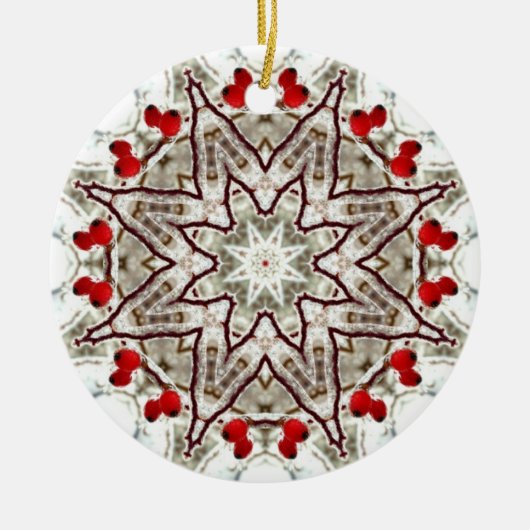 氷のバラの実 セラミックオーナメント (正面)