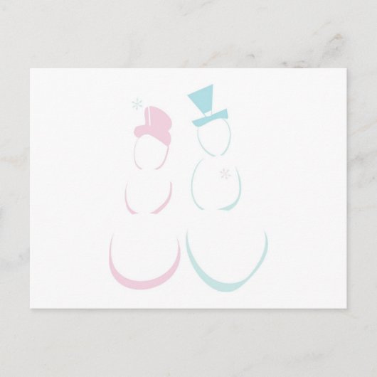 氷のピンクと青の雪のカップル ポストカード (正面)