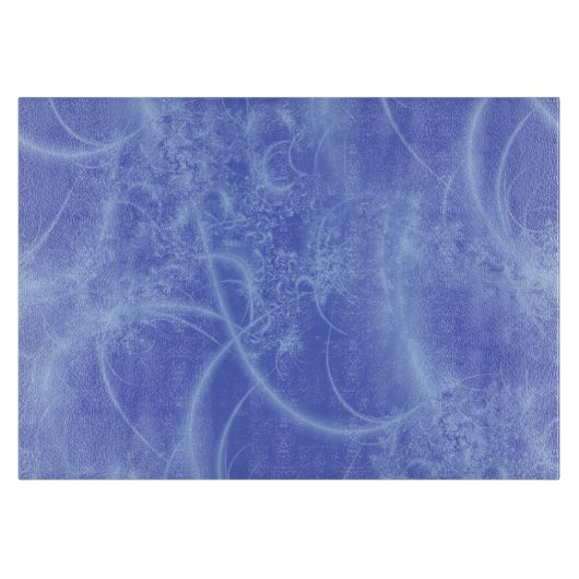 氷のフラクタルのガラスまな板 カッティングボード (正面)