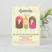 氷のポップのベビーシャワーの招待状をぽんと鳴らすために用意して下さい 招待状 (スタンド正面)