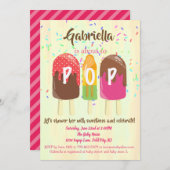 氷のポップのベビーシャワーの招待状をぽんと鳴らすために用意して下さい 招待状 (正面/裏面)