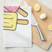 氷のポップ・アートの漫画イラストレーション キッチンタオル (四つ折り)