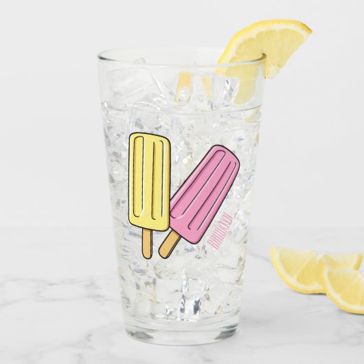 氷のポップ・アートの漫画イラストレーション タンブラーグラス (アイス裏面)