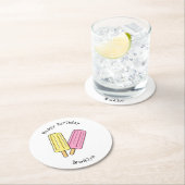 氷のポップ・アートの漫画イラストレーション ラウンドペーパーコースター (インサイチュ)