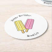 氷のポップ・アートの漫画イラストレーション ラウンドペーパーコースター (アングル)