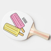 氷のポップ・アートの漫画イラストレーション 卓球ラケット (横)