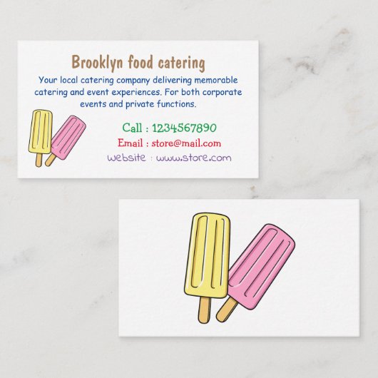 氷のポップ・アートの漫画イラストレーション 名刺 (正面/裏面)