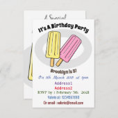 氷のポップ・アートの漫画イラストレーション 招待状 (正面/裏面)