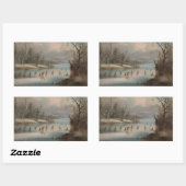 氷のラクロスを遊んでいるインディアン 長方形シール (シート)