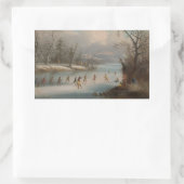 氷のラクロスを遊んでいるインディアン 長方形シール (バッグ)