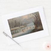 氷のラクロスを遊んでいるインディアン 長方形シール (封筒)