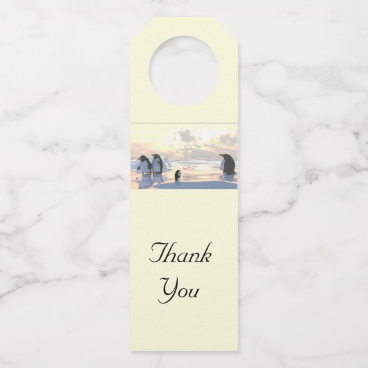 氷の上で冷たいペンギン ボトルネックタグ (正面)