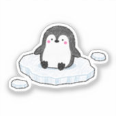 氷の上で座るかわいいペンギン シール (正面)