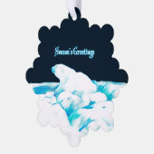 氷の上にホッキョクグマ – シーズンの挨拶 オーナメントカード (左)