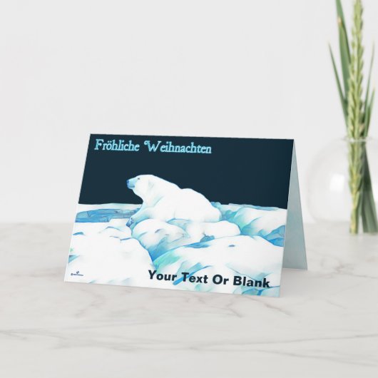 氷の上にホッキョクグマ – Frehliche Weihnachen シーズンカード (正面)
