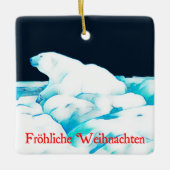 氷の上にホッキョクグマ – Frehliche Weihnachen セラミックオーナメント (正面)