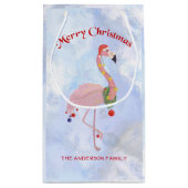 氷の上に提灯をつけるフラミンゴ スモールペーパーバッグ (裏面)