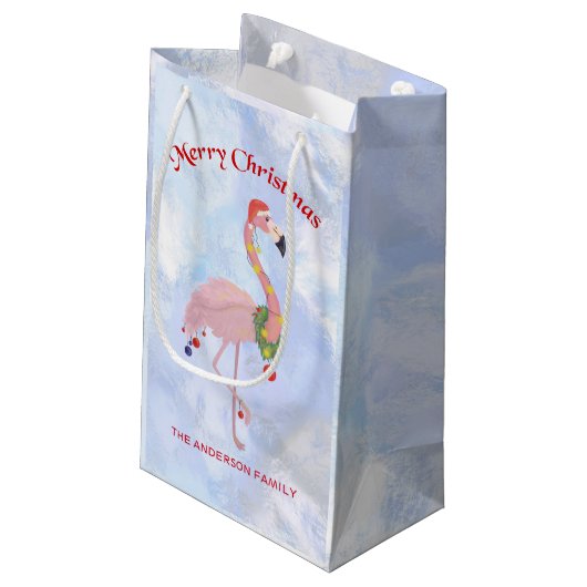 氷の上に提灯をつけるフラミンゴ スモールペーパーバッグ (裏面アングル)
