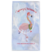 氷の上に提灯をつけるフラミンゴ スモールペーパーバッグ (正面)