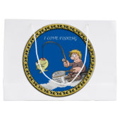 氷の上に魚釣りのビッグバス ラージペーパーバッグ (裏面)