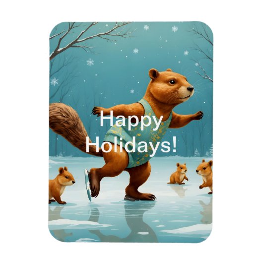 氷の上のリス マグネット (縦)