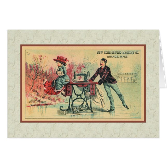 氷の上の裁縫機械の女性 (正面横)