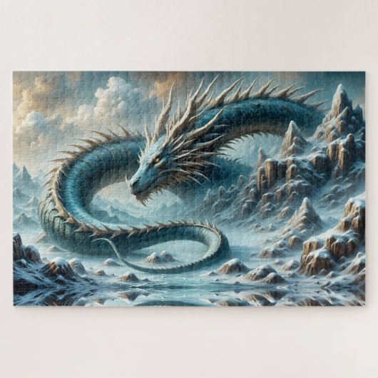 氷の世界で目覚めるドラゴン ジグソーパズル (横)