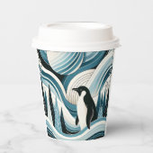 氷の冬の森の中のクリーミーなスカイブルーペンギン 紙コップ (正面)