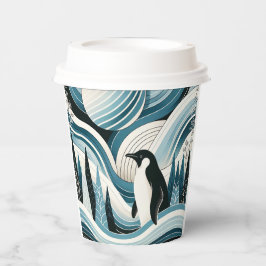 氷の冬の森の中のクリーミーなスカイブルーペンギン 紙コップ