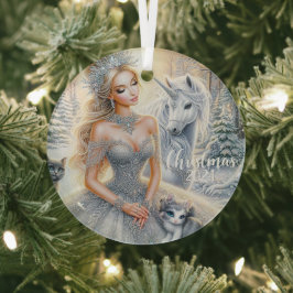 氷の冬の花嫁クリスマスオーナメント ガラスオーナメント