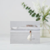 氷の冷水はがき内で泳ぐ白鳥をミュート ポストカード (スタンド正面)