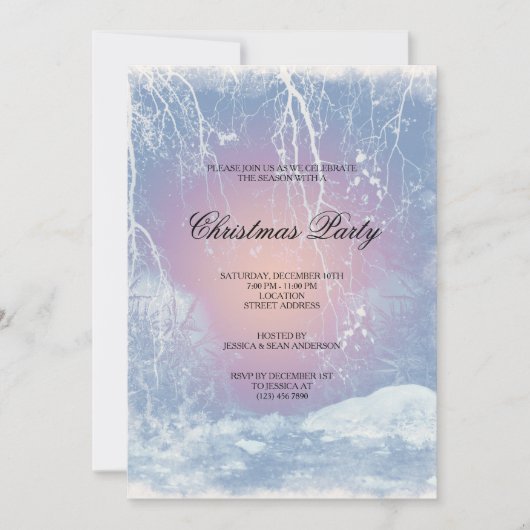 氷の凍ってい冬のクリスマスパーティー 招待状 (正面)