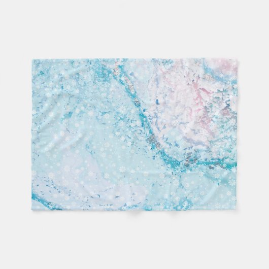 氷の凍ってい冬の雪片フリースブランケット フリースブランケット (正面(横))