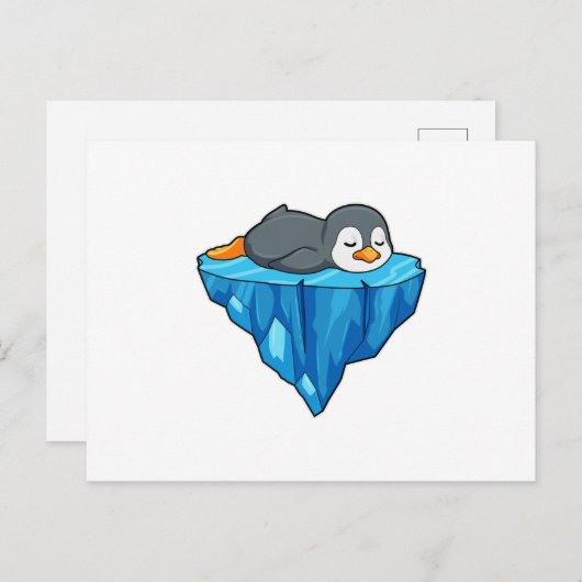 氷の塊の上のペンギン ポストカード (正面/裏面)